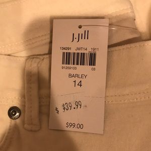 J.Jill off white velvet jeans new